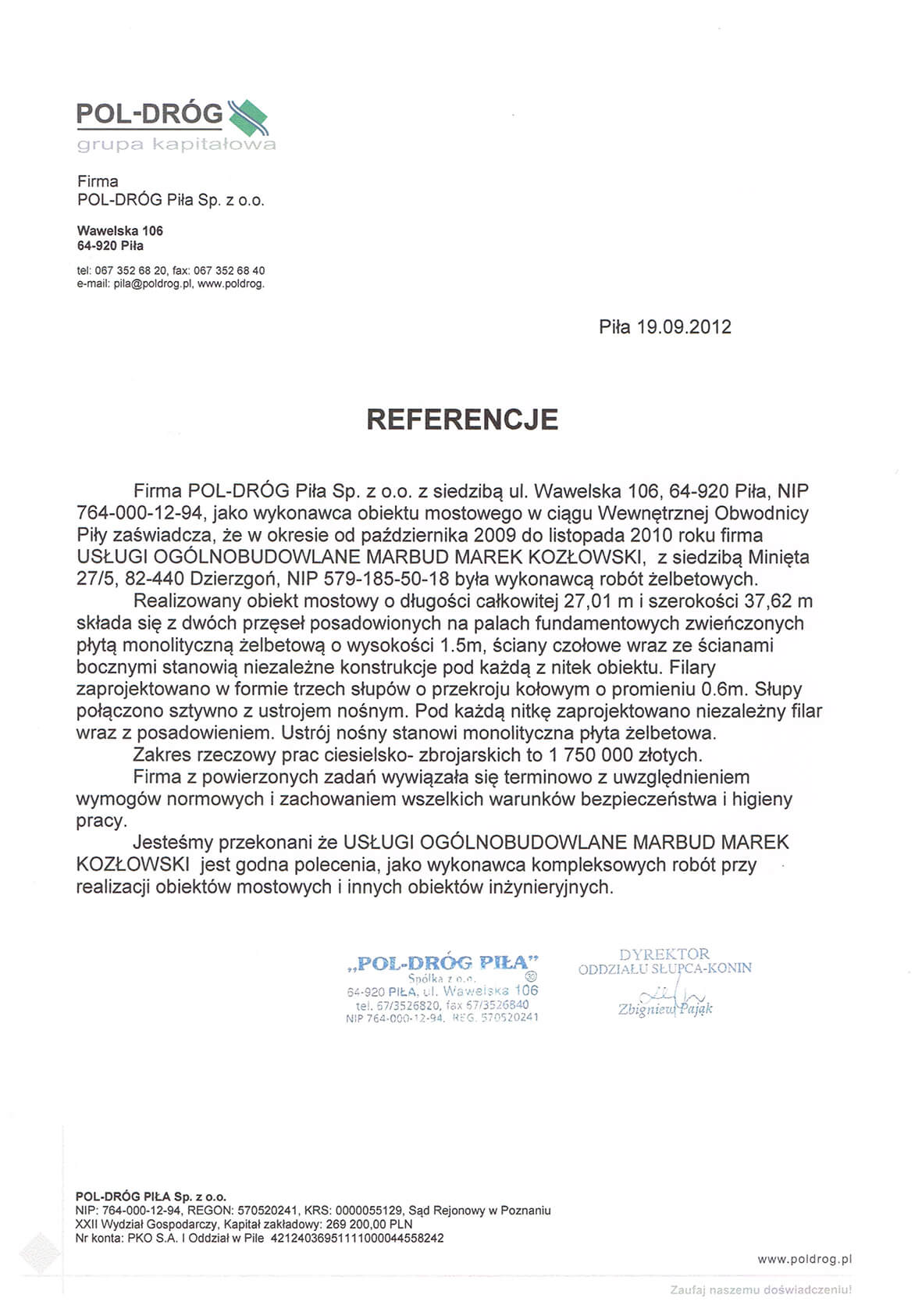 list referencyjny Pol - Dróg